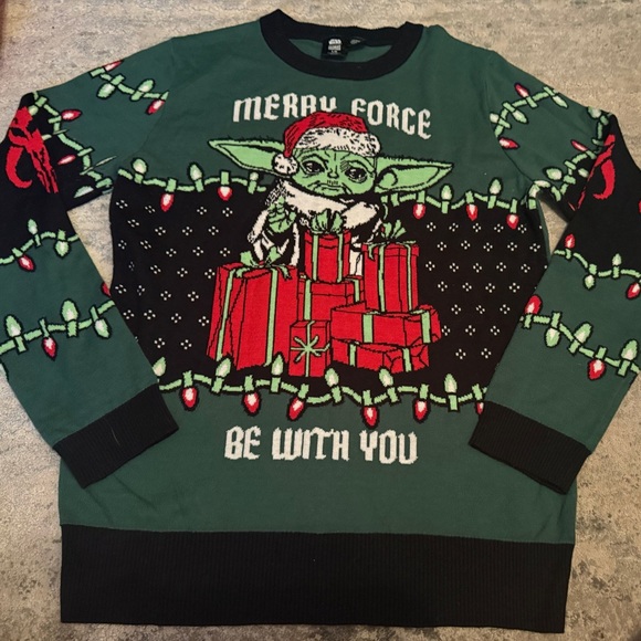 Star Wars Other - Star Wars YODA Green & Black Holiday Sweater- ‘Ugly Sweater Party’ Mens Large